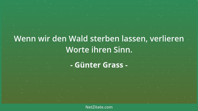 Günter Grass - Wenn wir den Wald sterben lassen, verlieren Worte ihren Sinn....