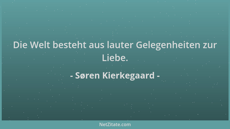 Søren Kierkegaard - Die Welt besteht aus lauter Gelegenheiten zur Liebe....
