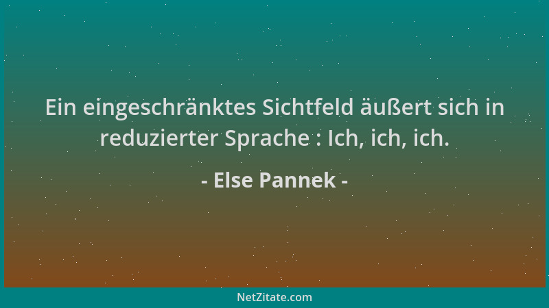 Else Pannek - Ein eingeschränktes Sichtfeld äußert sich in reduzierter Sprache : Ich, ich, ich....