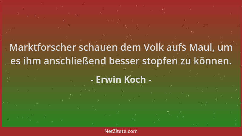 Erwin Koch - Marktforscher schauen dem Volk aufs Maul, um es ihm anschließend besser stopfen zu können....