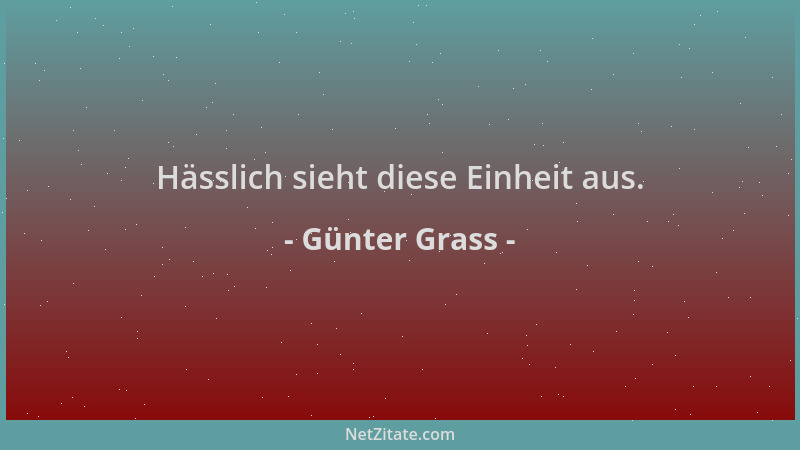 Günter Grass - Hässlich sieht diese Einheit aus....