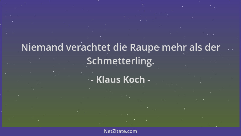 Klaus Koch - Niemand verachtet die Raupe mehr als der Schmetterling....