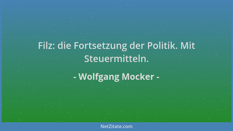 Wolfgang Mocker - Filz: die Fortsetzung der Politik. Mit Steuermitteln....