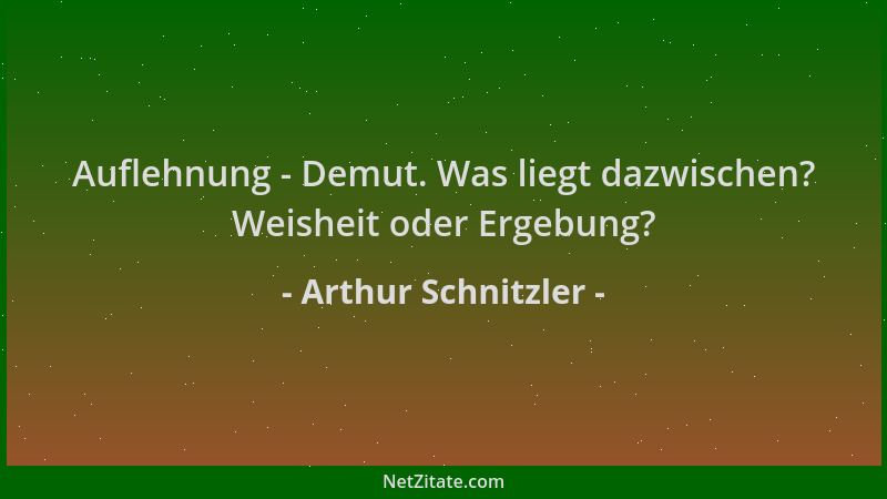 Arthur Schnitzler - Auflehnung - Demut. Was liegt dazwischen? Weisheit oder Ergebung?...