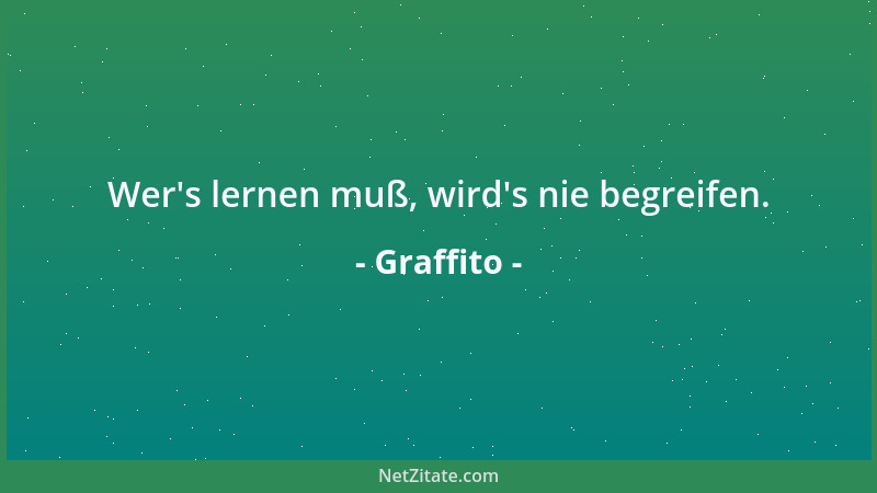 Graffito - Wer 's lernen muß, wird 's nie begreifen....