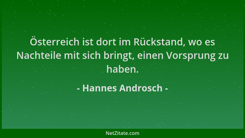 Hannes Androsch - Österreich ist dort im Rückstand, wo es Nachteile mit sich bringt, einen Vorsprung zu haben....