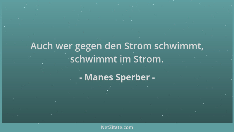 Manes Sperber - Auch wer gegen den Strom schwimmt, schwimmt im Strom....