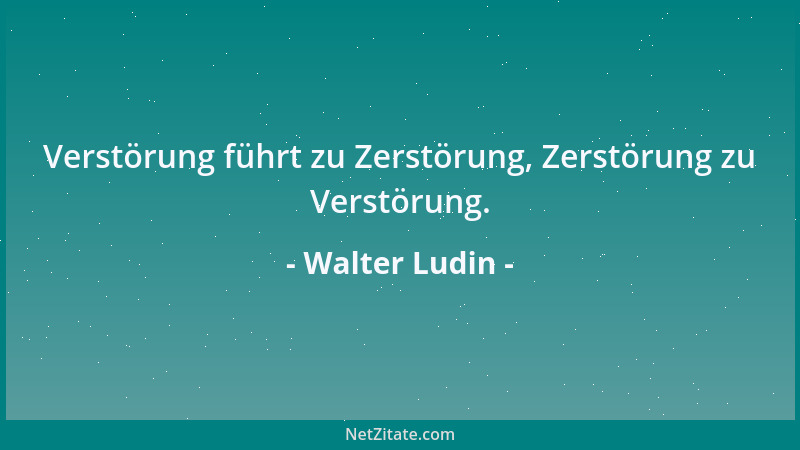 Walter Ludin - Verstörung führt zu Zerstörung, Zerstörung zu Verstörung....