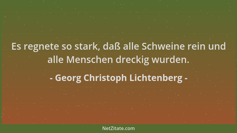 Georg Christoph Lichtenberg - Es regnete so stark, daß alle Schweine rein und alle Menschen dreckig wurden....