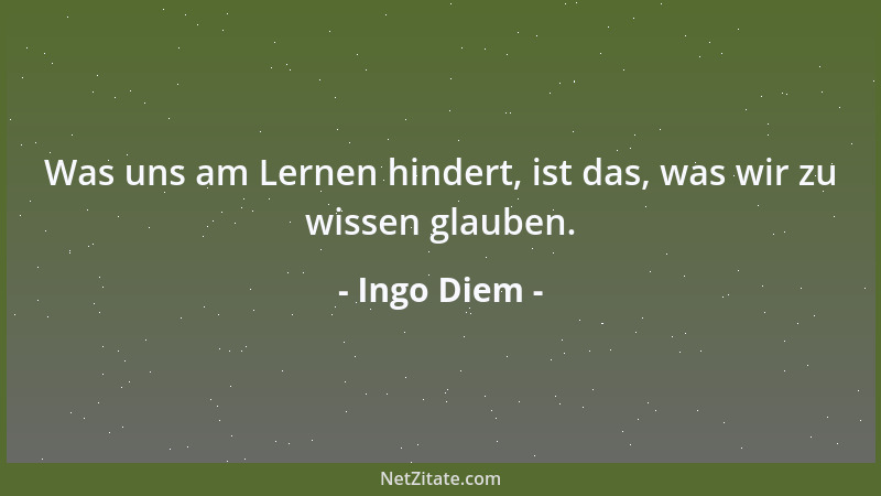 Ingo Diem - Was uns am Lernen hindert, ist das, was wir zu wissen glauben....