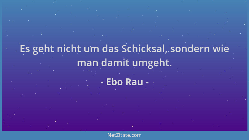 Ebo Rau - Es geht nicht um das Schicksal, sondern wie man damit umgeht....