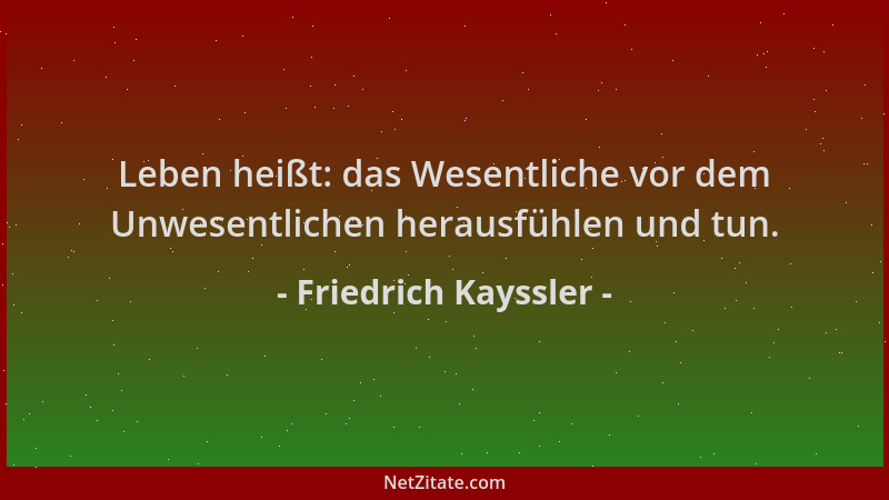 Friedrich Kayssler - Leben heißt: das Wesentliche vor dem Unwesentlichen herausfühlen und tun....