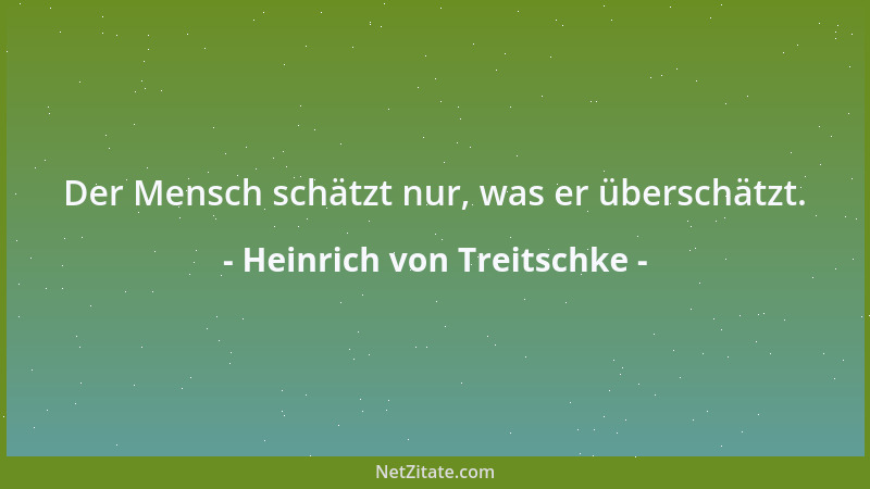 Heinrich von Treitschke - Der Mensch schätzt nur, was er überschätzt....