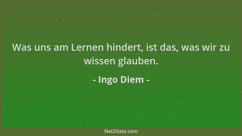 Ingo Diem - Was uns am Lernen hindert, ist das, was wir zu wissen glauben....