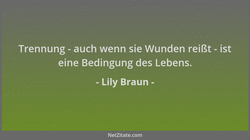 Lily Braun - Trennung - auch wenn sie Wunden reißt - ist eine Bedingung des Lebens....