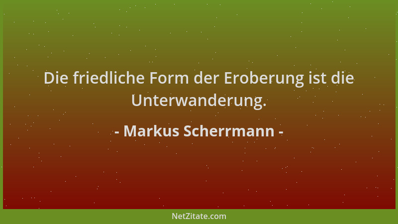 Markus Scherrmann - Die friedliche Form der Eroberung ist die Unterwanderung....