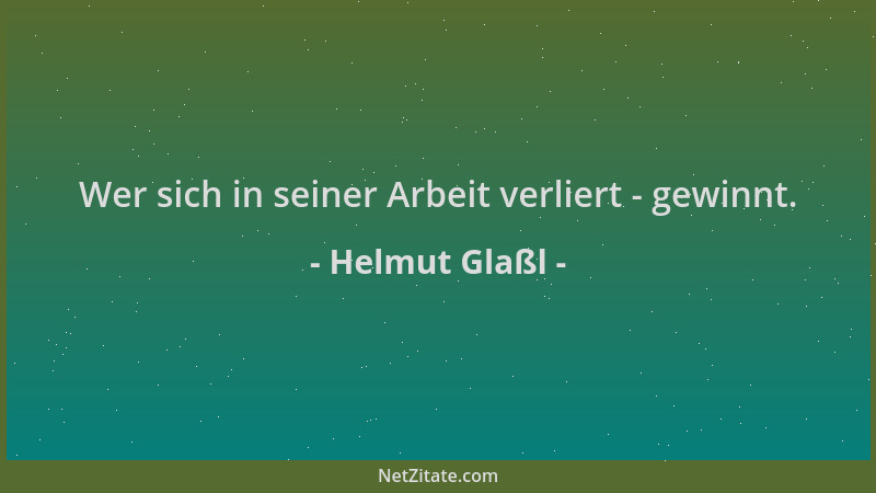 Helmut Glaßl - Wer sich in seiner Arbeit verliert - gewinnt....