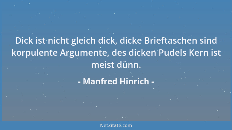 Manfred Hinrich - Dick ist nicht gleich dick, dicke Brieftaschen sind korpulente Argumente, des dicken Pudels Kern ist meis...