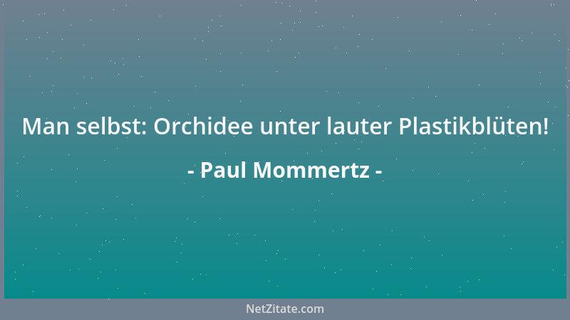 Paul Mommertz - Man selbst: Orchidee unter lauter Plastikblüten!...