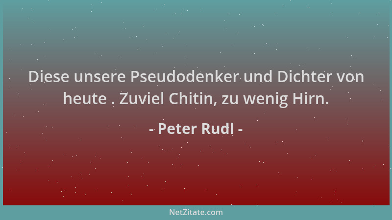 Peter Rudl - Diese unsere Pseudodenker und Dichter von heute . Zuviel Chitin, zu wenig Hirn....