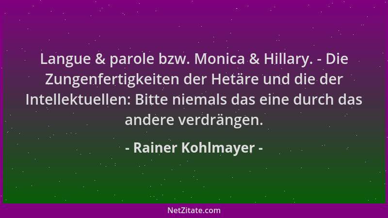 Rainer Kohlmayer - Langue & parole bzw. Monica & Hillary. - Die Zungenfertigkeiten der Hetäre und die der Intellektuellen:...