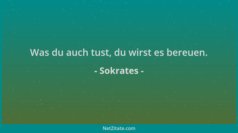 Sokrates - Was du auch tust, du wirst es bereuen....