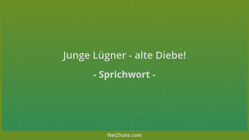 Sprichwort - Junge Lügner - alte Diebe!...