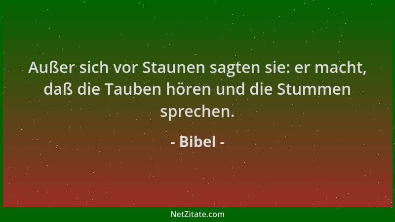 Bibel - Außer sich vor Staunen sagten sie: er macht, daß die Tauben hören und die Stummen sprechen....