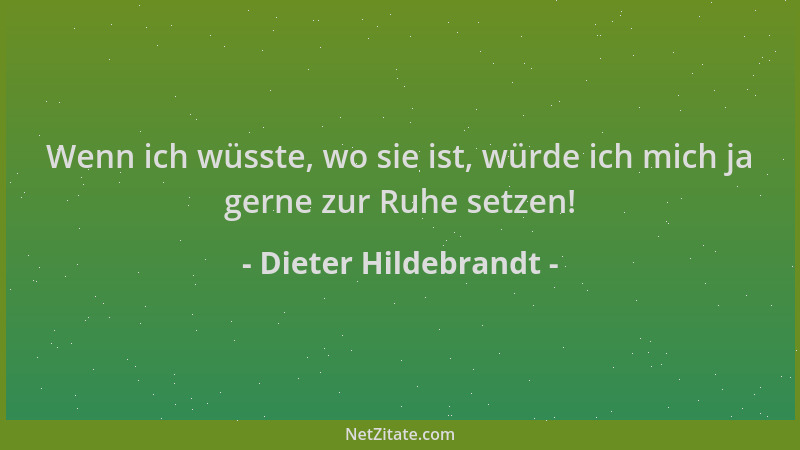 Dieter Hildebrandt - Wenn ich wüsste, wo sie ist, würde ich mich ja gerne zur Ruhe setzen!...