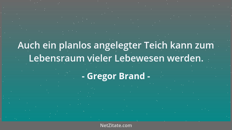 Gregor Brand - Auch ein planlos angelegter Teich kann zum Lebensraum vieler Lebewesen werden....