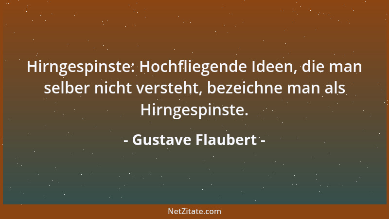 Gustave Flaubert - Hirngespinste: Hochfliegende Ideen, die man selber nicht versteht, bezeichne man als Hirngespinste....