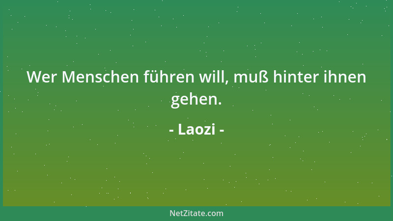 Laozi - Wer Menschen führen will, muß hinter ihnen gehen....