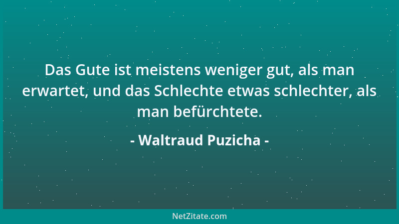 Waltraud Puzicha - Das Gute ist meistens weniger gut, als man erwartet, und das Schlechte etwas schlechter, als man befürch...