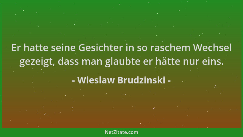 Wieslaw Brudzinski - Er hatte seine Gesichter in so raschem Wechsel gezeigt, dass man glaubte er hätte nur eins....