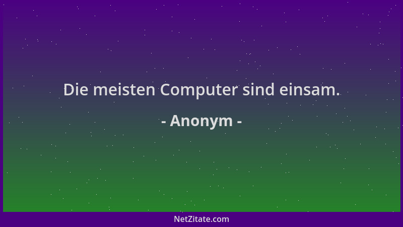 Anonym - Die meisten Computer sind einsam....