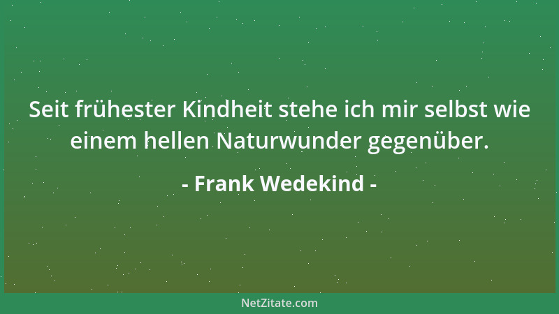 Frank Wedekind - Seit frühester Kindheit stehe ich mir selbst wie einem hellen Naturwunder gegenüber....