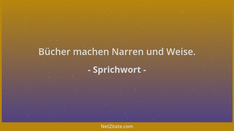 Sprichwort - Bücher machen Narren und Weise....