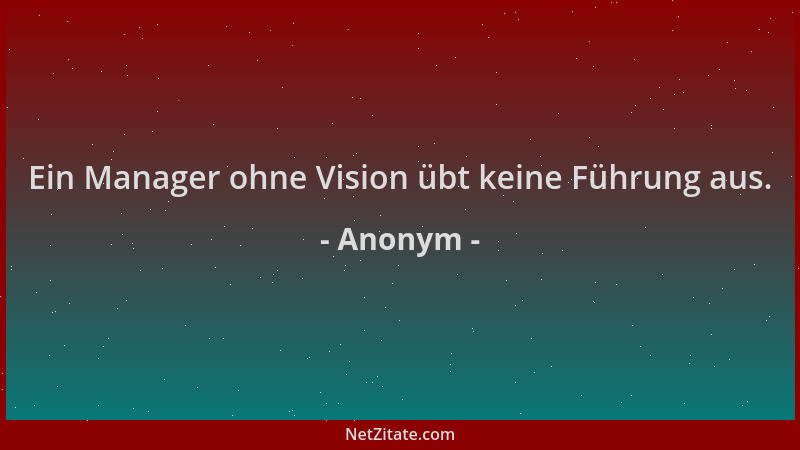 Anonym - Ein Manager ohne Vision übt keine Führung aus....