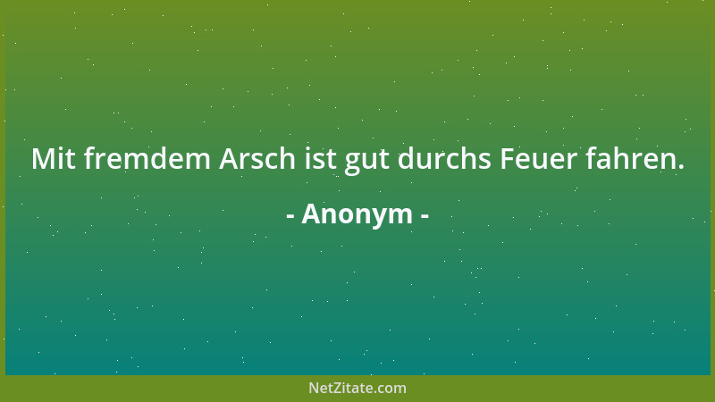 Anonym - Mit fremdem Arsch ist gut durchs Feuer fahren....