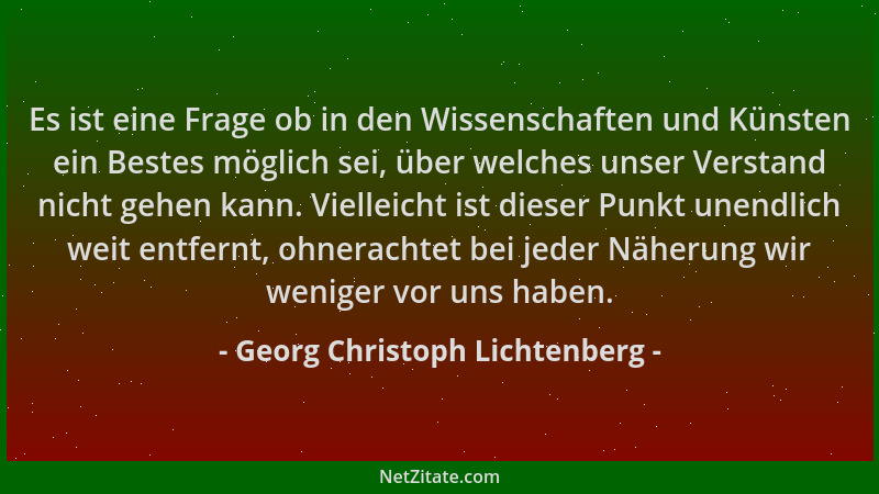 Georg Christoph Lichtenberg - Es ist eine Frage ob in den Wissenschaften und Künsten ein Bestes möglich sei, über welches u...