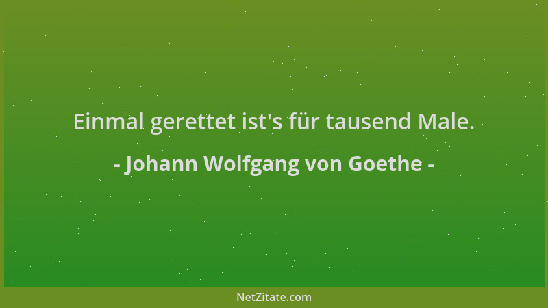 Johann Wolfgang von Goethe - Einmal gerettet ist 's für tausend Male....