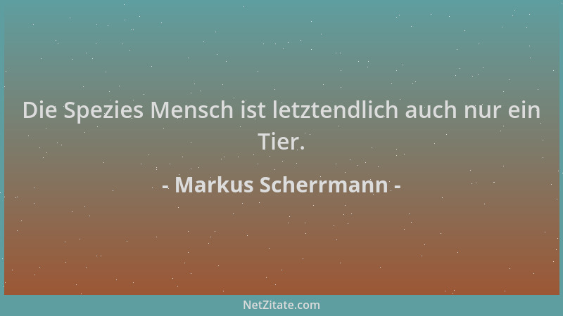 Markus Scherrmann - Die Spezies Mensch ist letztendlich auch nur ein Tier....