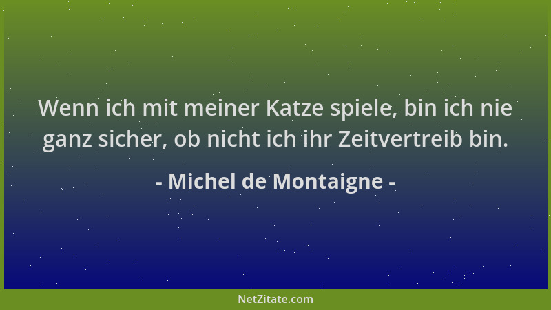 Michel de Montaigne - Wenn ich mit meiner Katze spiele, bin ich nie ganz sicher, ob nicht ich ihr Zeitvertreib bin....