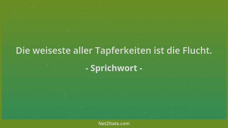 Sprichwort - Die weiseste aller Tapferkeiten ist die Flucht....