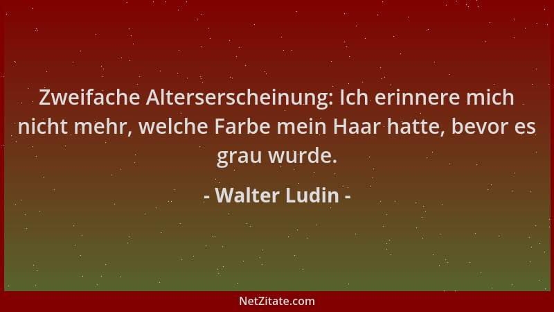 Walter Ludin - Zweifache Alterserscheinung: Ich erinnere mich nicht mehr, welche Farbe mein Haar hatte, bevor es grau wurde...