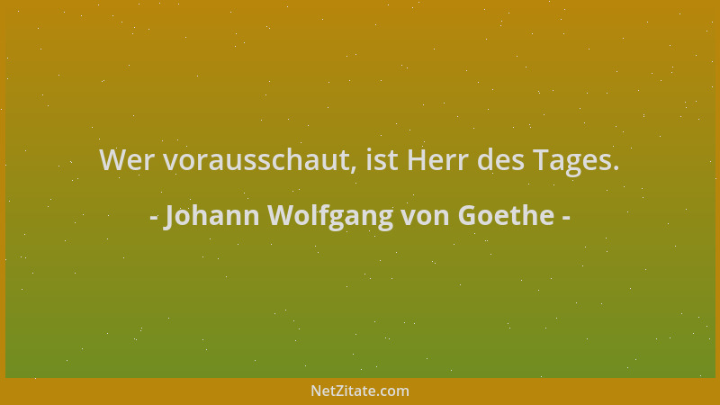 Johann Wolfgang von Goethe - Wer vorausschaut, ist Herr des Tages....