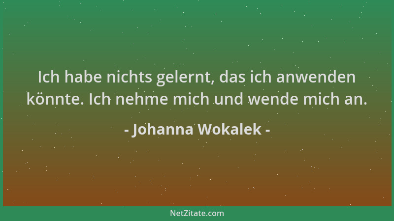 Johanna Wokalek - Ich habe nichts gelernt, das ich anwenden könnte. Ich nehme mich und wende mich an....