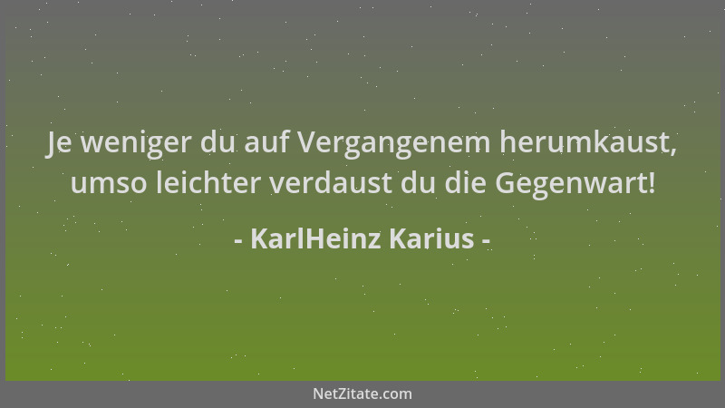 KarlHeinz Karius - Je weniger du auf Vergangenem herumkaust, umso leichter verdaust du die Gegenwart!...