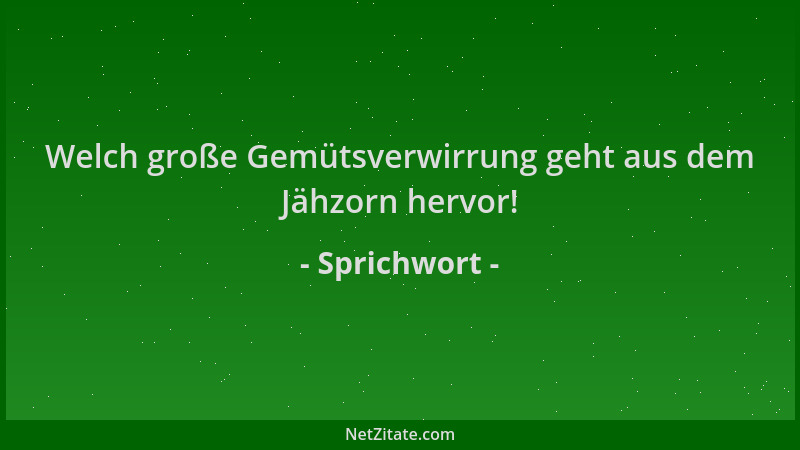 Sprichwort - Welch große Gemütsverwirrung geht aus dem Jähzorn hervor!...