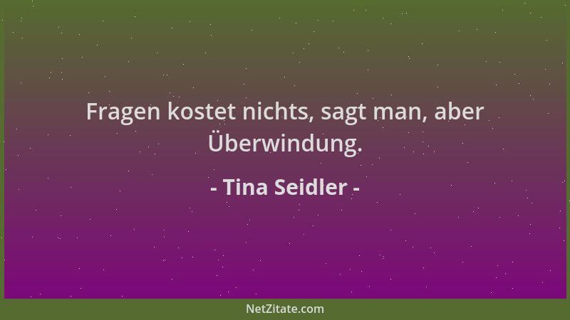 Tina Seidler - Fragen kostet nichts, sagt man, aber Überwindung....